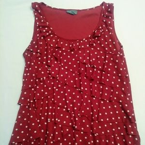 Womens Polka Dot Layed Ruffle Tank Size XL
